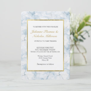 Hübsche Chic Hellblaue Hochzeit Einladung