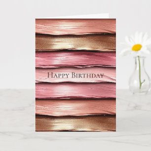 Hübsche Chic Rosa Gold Streifen Geburtstag Karte