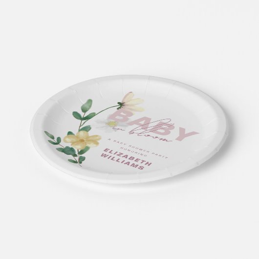 Hübsche Chic-Wildblumen in der Blütendusche Pappteller (Schrägansicht)