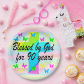 HÜBSCHE CHRISTLICHE 90. GEBURTSTAGSPAPIER-TELLER PAPPTELLER (Party)