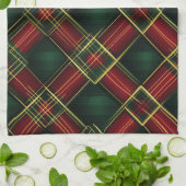 HÜBSCHE CHRISTMAS URLAUB RED GREEN GOLD KARIERT GESCHIRRTUCH (Gefaltet)