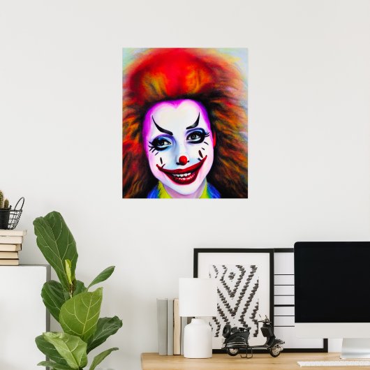 Hübsche Clownfrau KI Art Poster (Heimbüro)