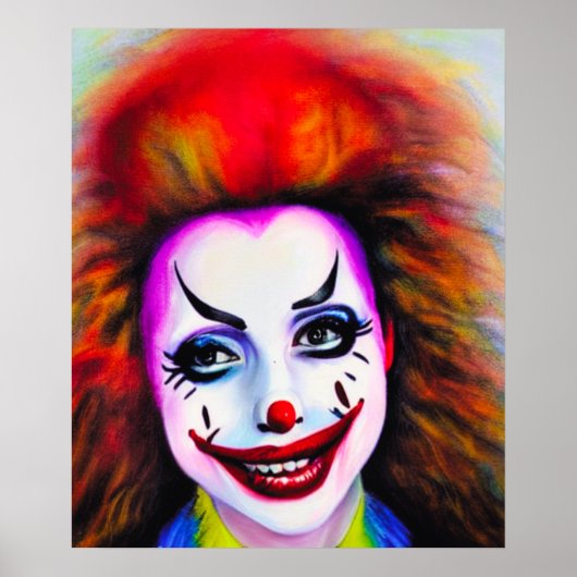 Hübsche Clownfrau KI Art Poster (Vorne)