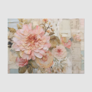 Hübsche Collage mit gemalten Blumen auf zerrissene Seidenpapier