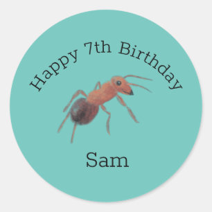 Hübsche Coole Ant Birthday Illustration Runder Aufkleber