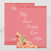 Hübsche Coral Floral Pink Hochzeit Dankeskarte (Vorne/Hinten)