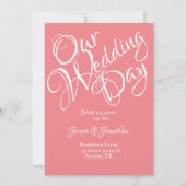 Hübsche Coral Floral Pink Hochzeit Einladung (Vorderseite)