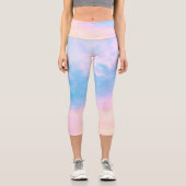 Hübsche Cotton Candy Beach Skies Fitness Capri Leggings (Vorderseite)