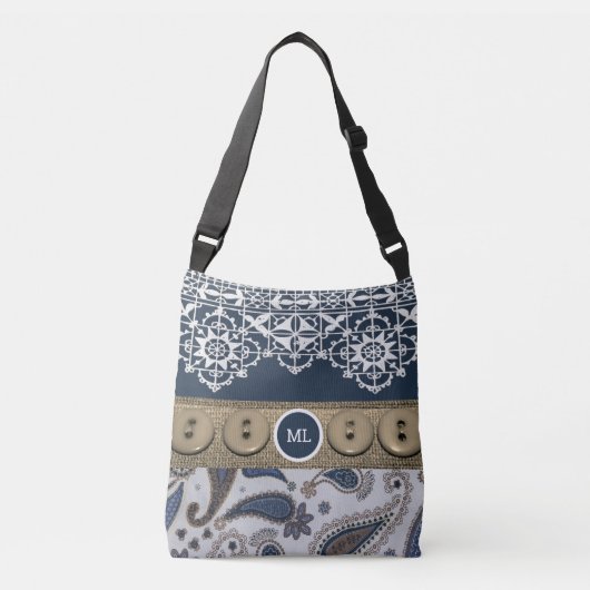 Hübsche Country Style Tote Tasche mit Spitzen & Ta (Vorderseite)
