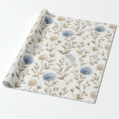 Hübsche Creme Blaue Blumen Brautparty Geschenkpapier (Ungerollt)