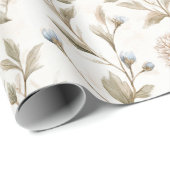 Hübsche Creme Blaue Blumen Brautparty Geschenkpapier (Rolleneckpunkt)