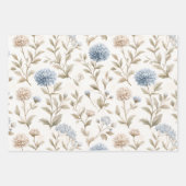 Hübsche Creme Blaue Blumen Brautparty Geschenkpapier Set (Vorderseite)
