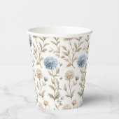 Hübsche Creme Blaue Blumen Brautparty Pappbecher (Rechts)