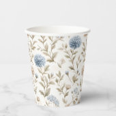 Hübsche Creme Blaue Blumen Brautparty Pappbecher (Vorderseite)