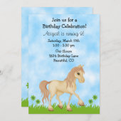 Hübsche Creme Horse Girls zum Geburtstag Einladung (Vorne/Hinten)