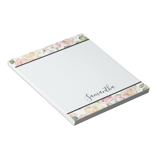 Hübsche Creme Rosa Rosen Notizblock (angewinkelt)