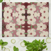 Hübsche Creme und Cranberry Print Tee Handtuch (Gefaltet)