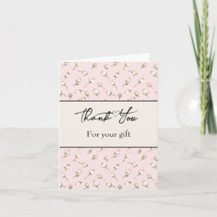 Hübsche cremefarbene rosa Blumen Danke Karte