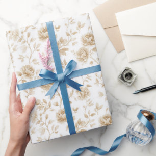 Hübsche cremeweiße florale Brautparty Geschenkpapier