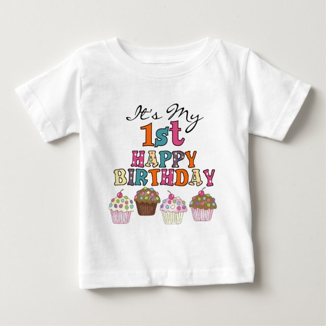 Hübsche Cupcakes 1. Geburtstag Shirts und Geschenk (Vorderseite)