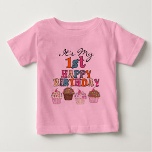 Hübsche Cupcakes 1. Geburtstag Shirts und Geschenk