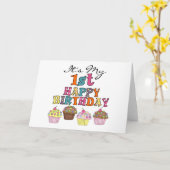 Hübsche Cupcakes 1. Geburtstag Shirts und Geschenk Karte (Gelbe Blume)