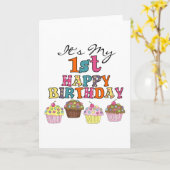 Hübsche Cupcakes 1. Geburtstag Shirts und Geschenk Karte (Gelbe Blume)