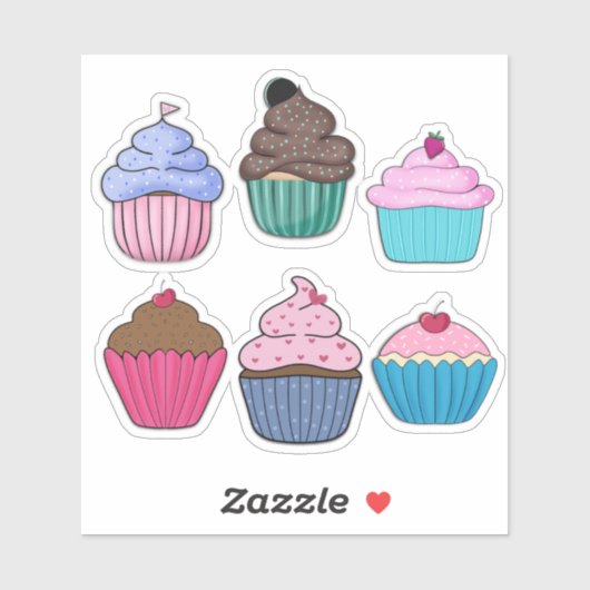 Hübsche Cupcakes Aufkleber (Blatt)