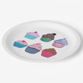 Hübsche Cupcakes Pappteller (Schrägansicht)