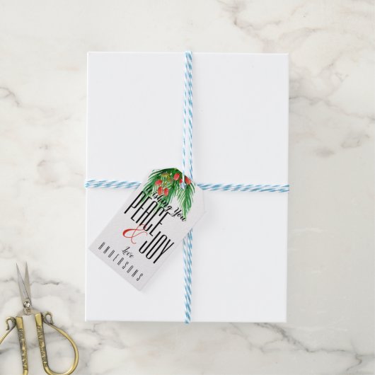 Hübsche Custom Rustic Kraft Frieden und Freude Wei Geschenkanhänger (Mit Garn)