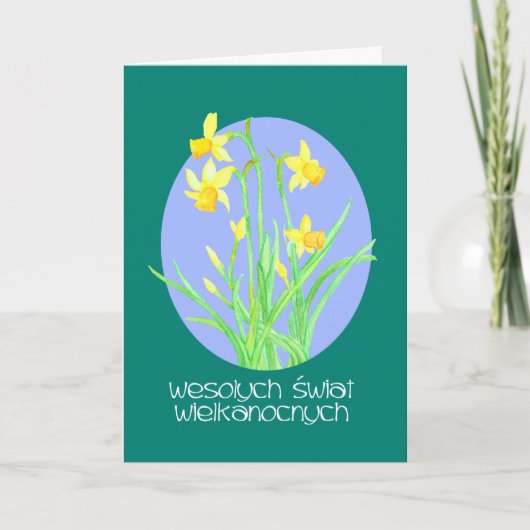 Hübsche Daffodien Polnisch Ostern Feiertagskarte (Vorderseite)