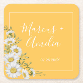 Hübsche Daffodil Yellow & White Daisies Wedding Rechteckiger Pappuntersetzer