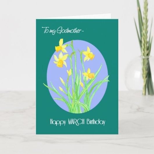 Hübsche Daffodils März Geburtstag für Godmutter Karte (Vorderseite)