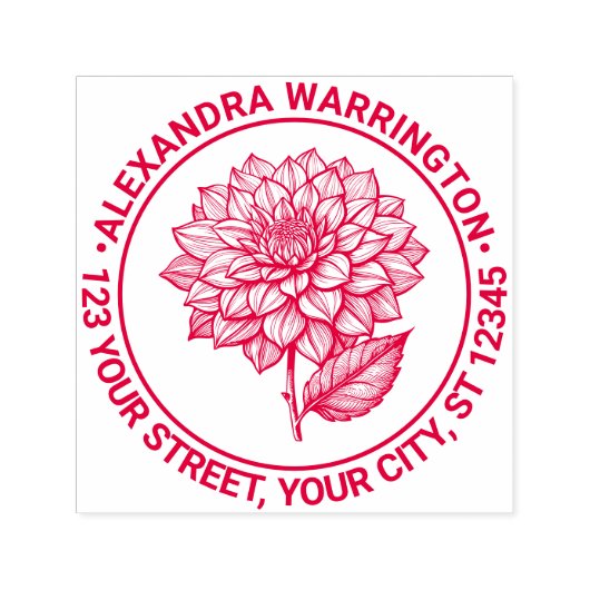 Hübsche Dahlia Bloom Blossom Name Rücksendeadresse Permastempel (Design)
