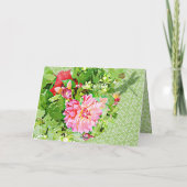 Hübsche Dahlia Blooms und Dragonfly Happy Birthday Karte (Rückseite)