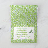 Hübsche Dahlia Blooms und Dragonfly Happy Birthday Karte (Innenseite)