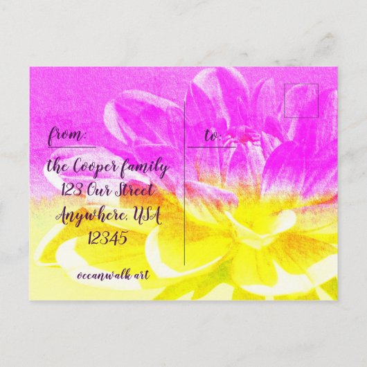 Hübsche Dahlia Foto Frame Osterpostkarte Postkarte (Rückseite)