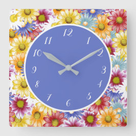 Hübsche Dainty Colorful Daisies Blumenkohl Blume Quadratische Wanduhr