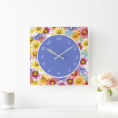 Hübsche Dainty Colorful Daisies Blumenkohl Blume Quadratische Wanduhr (Zuhause)