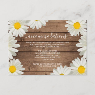 Hübsche Daisies Rustic Wood Wedding Informationen Begleitkarte