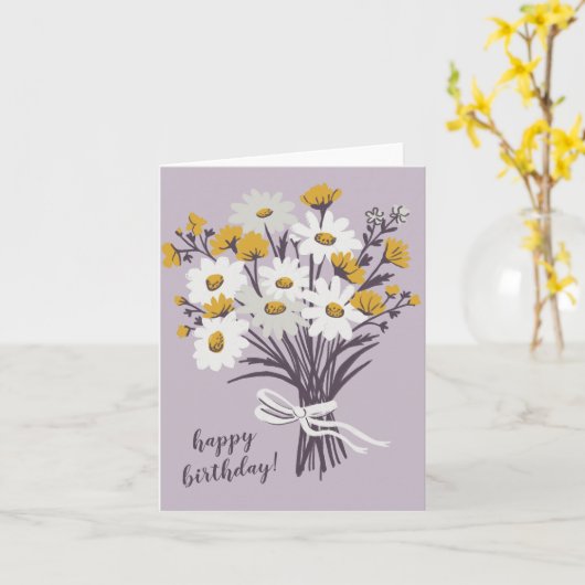 Hübsche Daisy Bouquet CUSTOM Zeichne glücklich Geb Karte (Gelbe Blume)
