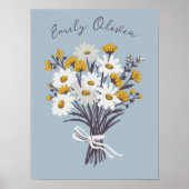 Hübsche Daisy Bouquet Retro Modernes CUSTOM BABY N Poster (Vorne)