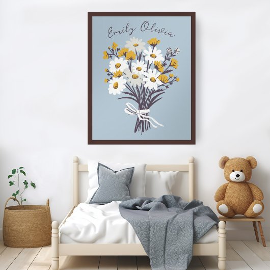 Hübsche Daisy Bouquet Retro Modernes CUSTOM BABY N Poster