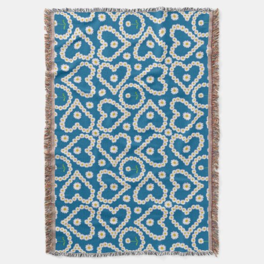 Hübsche Daisy Chains on Blue, Throw Blanket Decke (Vorderseite Vertikal)