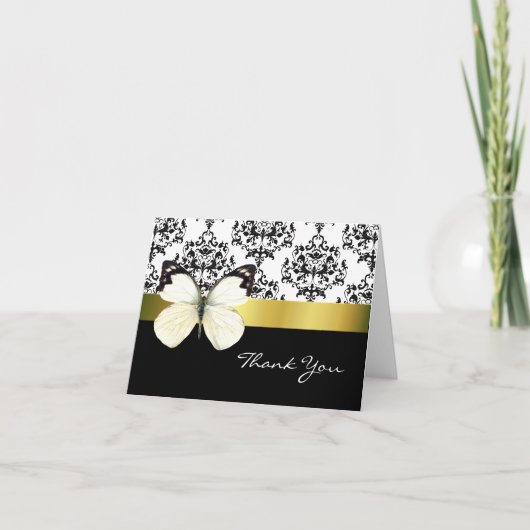 Hübsche Damask & Butterfly Dankeschön Karte (Vorderseite)