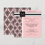 Hübsche Damask Monogram-Bridal-Dusche Einladung (Vorne/Hinten)