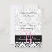Hübsche Damask Pink Monogram Wedding RSVP Card (Rückseite)
