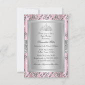 Hübsche Damask Tiara Princess Kinderdusche Einladu Einladung (Rückseite)