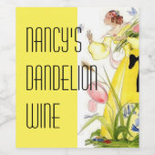 Hübsche Dame Garden Blume Schmetterling Dandelion Weinetikett (Einzelnes Label)
