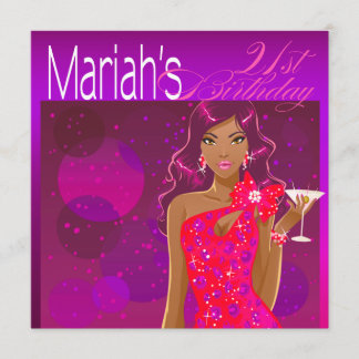 Hübsche Dame Geburtstags-Cocktail-Violette/Fuschia Einladung